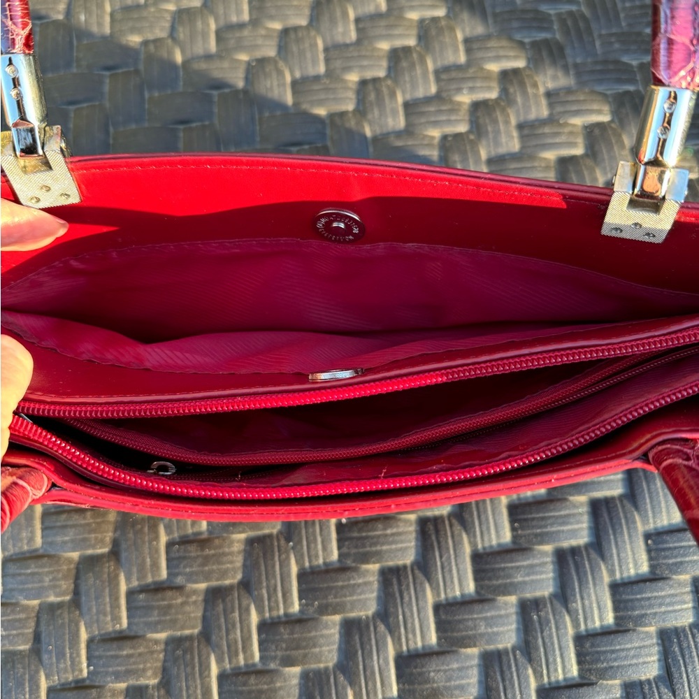 Women’s Red and Black Faux Snakeskin Shoulder Bag Vintage Inspired - Picture 7 of 8